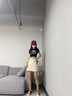 红蜻蜓半身裙新款2026年夏季女装毛边牛仔裙裤高腰a字防走光包臀短裙子 米白色【有内衬】 L 实拍图