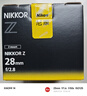 尼康（Nikon） 【全新国行正品】尼克尔Z卡口镜头尼康Z系列微单相机镜头尼康z镜头用尼康ZRZ72Z8Z9Z62Z63Z5II Z 28mm f/2.8定焦镜头 实拍图
