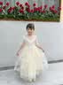 小咔衣浓（Xiaokayinong）儿童礼服公主裙长袖花童婚礼蓬蓬纱女童主持人钢琴演奏演出服夏季 香槟色L068中袖长款 120 实拍图
