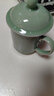 龙泉青瓷茶杯办公杯陶瓷茶具家用喝茶杯纯手工泡茶杯带柄杯子普洱茶杯水杯 哥窑梅子青开片-礼盒装 实拍图