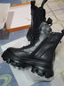 AI头层牛皮短靴女2025冬季新款厚底增高马丁靴加绒棉鞋真皮中筒靴子 黑色【加绒款】ZZM21169 37 实拍图
