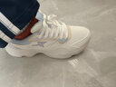 特步（XTEP）女鞋冬季皮面防水跑步鞋2025新款冬休闲老爹鞋轻便保暖运动鞋子女 帆白/米色/夕雾蓝 40 实拍图