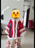 罗蒙汉服女童冬季拜年服儿童古装加厚中国风女孩唐装演出服 红色 120 实拍图