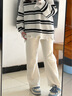 咪小主 加绒加厚雪尼尔秋冬高腰阔腿裤女宽松显瘦韩版学生直筒裤拖地裤 春秋（不加绒）-米色（无口袋） M 【95-110斤】 实拍图