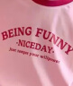 左西女童短袖T恤2023夏季儿童港风字母圆领撞色t恤 粉色 150  晒单实拍图