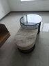 森生林岩板茶几客厅小户型简约轻奢椭圆形可伸缩茶桌 C14-1黑架白箱 阿玛尼+黑玻 100cm椭圆茶几+70cm小圆边几 实拍图