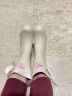 EVERCREATURES英国雨靴女雨鞋防滑水鞋女 时尚中筒 创意蝴蝶结 乳白色+蝴蝶结中筒11IDO 36(UK3) 实拍图