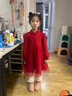 戴维贝拉女童加绒连衣裙2023秋冬儿童红色公主裙周岁礼服裙子 实拍图