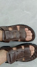 【厂家直销】凉鞋男士夏季新款牛皮沙滩鞋真皮厚底防滑大码凉拖鞋 棕色 43 实拍图