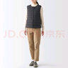 MUJI MUJI 女式 便携式 无领 羽绒背心BDC30C2A舒适轻薄保暖蓬松马甲 中灰色 L 实拍图