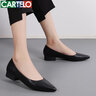 卡帝乐鳄鱼 CARTELO 皮鞋女士尖头工作鞋低跟通勤单鞋 KDO-A335-99 黑色 38 实拍图