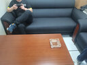 华懿 办公沙发办公室三人位商务接待会客洽谈新中式真皮沙发茶几组合 经典黑【纳帕皮】 3+1+中式长茶几 实拍图