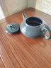 灵青坊青瓷泡茶壶手工茶壶单壶大号陶瓷高档单人功夫茶具家用大容量套装 铁胎藏青一壶两杯 实拍图