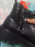 井迈【牛皮】马丁靴男中帮英伦秋冬款增高黑色高帮皮鞋机车工装短靴子 黑色中帮拉链【加绒款】 39 码（=运动鞋40） 实拍图