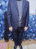 阿悠胖大码西服套装男商务结婚伴郎西装礼服 藏青西服西裤 4XL/195 实拍图