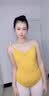 舞丘比芭蕾舞服老师练功服艺考成人吊带舞蹈服女连体服高跨形体服体操服 黄色吊带-送胸垫【纯棉款】 M 码【建议身高155-165cm】 实拍图