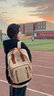 新潮代双肩包女士帆布休闲日韩大容量简约背包复古学院风情侣学生书包男 卡其色 实拍图
