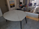 J&W轻奢岩板餐桌椅子组合伸缩折叠圆桌家用实木方圆两用现代饭桌 80mm转盘 顺纹岩板 实拍图