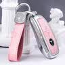 适用奔驰钥匙套新A级C级E级s级A200L包C260L车E300L壳GLC300/GLE/GLA女扣 奔驰镶钻粉色真皮钥匙套+镶钻双用钥匙扣 实拍图
