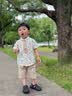G.duck小黄鸭童装男童套装夏季薄款儿童衣服帅气小童宝宝夏装衬衫两件套 衬衫领带满印熊卡其色 80 建议6-9个月16-20斤 实拍图