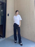 迪伽达美式高街潮流裤子男夏秋季潮牌垂坠感直筒宽松阔腿黑色休闲西长裤 SYCFS-Y03黑色 XL 实拍图