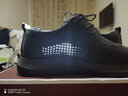 强人头层牛皮时尚商务休闲皮鞋镂空透气简约男凉鞋 JDD87522 黑色 40 实拍图