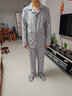 恒源祥睡衣男士纯棉长袖开衫纯色翻领简约可外穿家居服套装 浅烟灰 L 实拍图