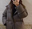 坦博尔达人推荐美拉德鹅绒短款羽绒服女小个子保暖加厚穿搭外套TW236362 黑糖咖啡 S (160) 实拍图