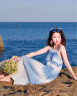 ELLE法式蓝色渐变吊带连衣裙女2024夏装新款海边度假裙子海浪裙 蓝色 S 晒单实拍图