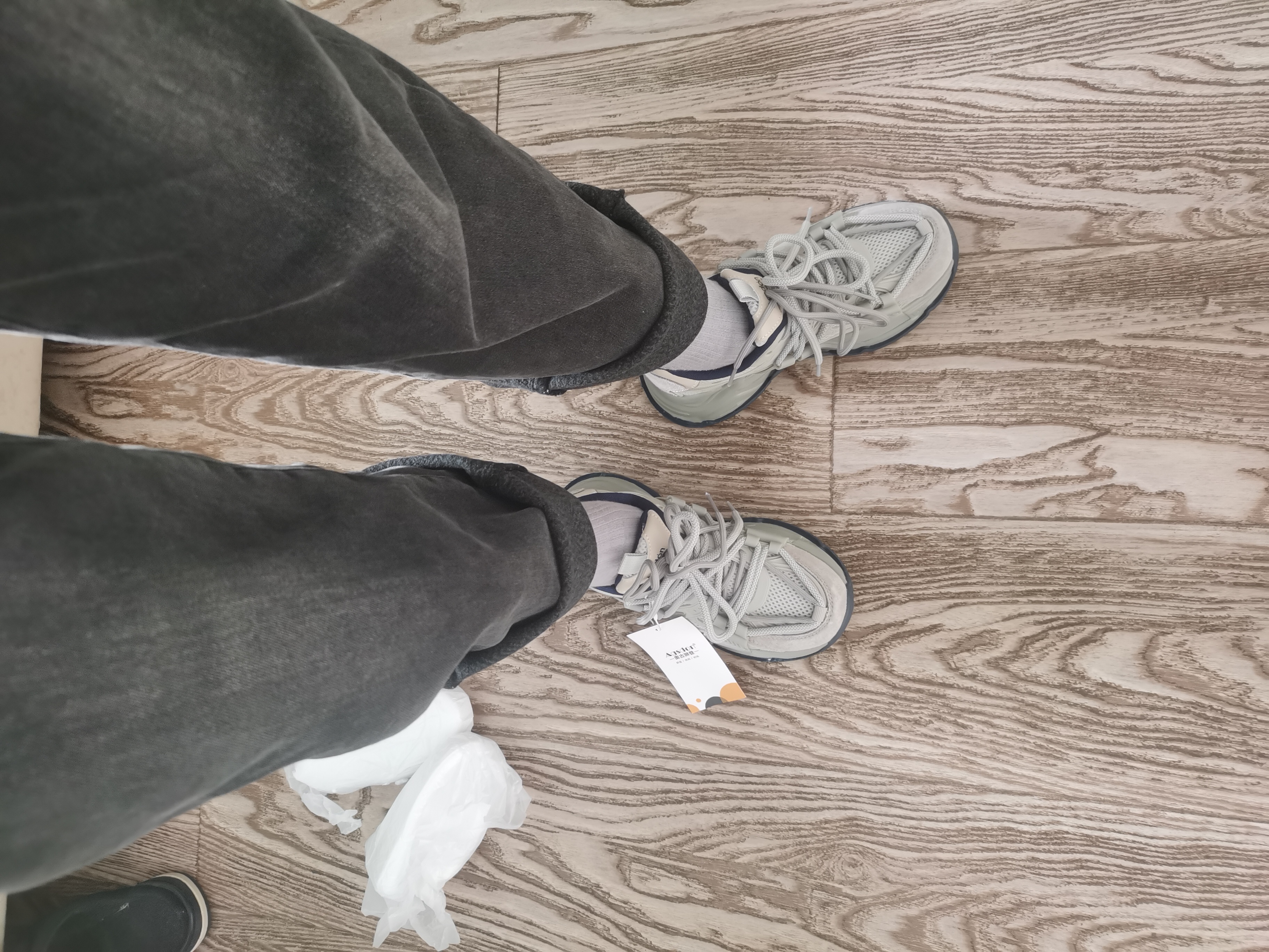 奥古狮登（Agsdon）老爹鞋ins潮男女同款百搭厚底运动鞋网面透气休闲鞋女鞋 灰色 36 实拍图