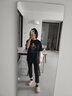 幻走（MOVEUP）夏季新款.FUN系列 圆领落肩袖猫咪印花设计感短款T恤女 深宝蓝 L 实拍图