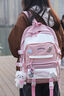 靓宝宝2026新款女生卡通书包女孩初中生5小学生6大容量四至六年级高颜值 大号粉色+徽章 实拍图
