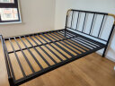 天坛家具铁艺床经典单双人钢木铁床现代环保简约小户型黑白色铁艺婚床 铁艺床（黑色）（不含床垫） 1.2*2.0m 实拍图
