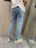 罗蒙（ROMON）浅色牛仔裤男士秋季宽松九分休闲修身9分长裤子潮小脚弹力款潮流 T18蓝色 32 腰围二尺五 实拍图