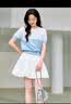 茵曼（INMAN）【李兰迪代言】丁达尔圆领针织衫短袖T恤女装2026年夏季新款上衣 蓝白条 S 实拍图