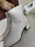 DAPHNE达芙妮马丁靴女2025爆款秋冬白色短靴女法式英伦风裸靴显脚小保暖瘦瘦靴 米色【粗跟5.5CM】 36 实拍图