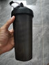 摇摇杯蛋白粉健身运动水杯塑料杯子大容量凉水杯带刻度搅拌球 单层650mL 黑色 实拍图