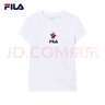 斐乐（FILA）官方女士短袖T恤夏印花运动女装针织短袖套头衫小熊T刺绣上衣 标准白-WT XL 175/92A 实拍图