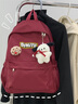 匡睿 书包高颜值韩版ins复古大容量初高中生双肩包女大学生背包男 红色（带帕恰狗头挂件） 实拍图