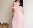 VEGA CHANG粉色连衣裙女2025年夏季新款海边度假显瘦气质减龄拼接背心长裙子 蜜桃粉 M 实拍图