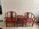 阳光半岛实木椅子中式圈椅围椅三件套茶桌椅榆木太师椅官帽椅主人椅靠背椅 花梨色/围椅 经典 实拍图