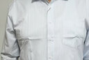 恒源祥棉长袖衬衫男春秋季商务职业正装中年修身衬衣男士棉免烫 长袖H77-12 蓝点条纹 44 实拍图