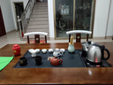 新中式大板茶桌椅组合办公室实木茶桌茶台原木功夫泡茶几套装一体 1.6米大板茶桌 [石盘款]+4月牙椅 实拍图