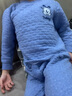 巴布豆儿童保暖内衣套装秋冬加厚纯棉男童秋衣秋裤全棉女童宝宝 男童宝蓝 7633 120 参考身高110-120 实拍图