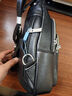 萨奇袋鼠（SAQIDAISHU）真皮胸包男休闲男士包包单肩包运动包头层牛皮胸前小背包斜肩包男 黑色荔枝纹【头层牛皮】配手包 实拍图