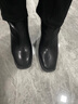 九寸阳光靴子女2026新款韩版超火厚底黑色方头粗跟短靴春季法式高跟瘦瘦靴 黑色 单层 7CM高跟 36 实拍图