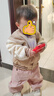 童校生（TONGXIAOSHENG）婴儿衣服加绒棒球服棉衣外套秋冬装女宝宝男童加厚上衣小童卫衣 浅奶茶加绒 90 实拍图