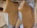 天美意靴子女商场同款厚底短靴休闲保暖女雪地靴CNA41DD3 棕色 36 实拍图