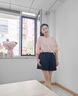 MARKYINXIANG法式雪纺衬衫女2025夏季新款设计感甜美t恤女小众七分泡泡袖上衣 MMG8015   粉红色 M （105-115斤） 实拍图