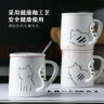 传旗陶瓷马克杯350ml带盖带勺牛奶杯子咖啡杯早餐杯猫咪C 实拍图